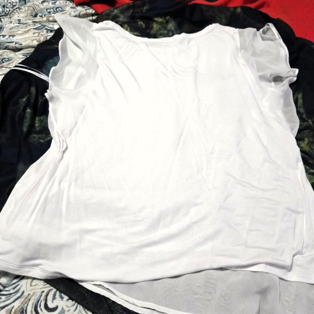 Calvin Klein Sheer Ruffled Sleeves Blouse